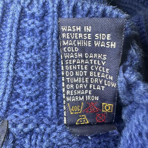 GAP Men's Vintage Blue Chunky Mock Neck Warm Cozy Sweater Size L - Picture 6 of 6